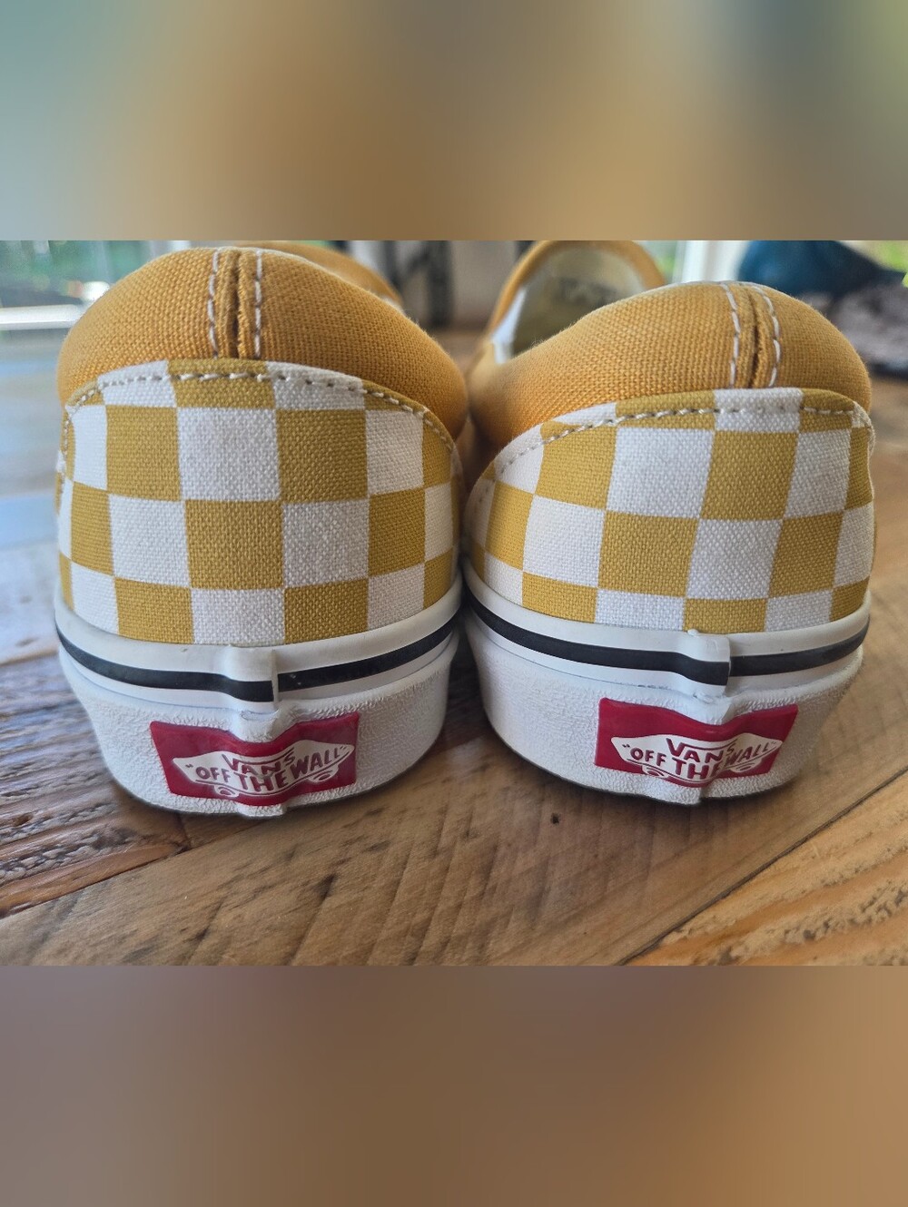 Vans Classic Slip-On Checkerboard Shoes - Yellow/White Womens 7.5 *See Callout - Picture 9 of 9
